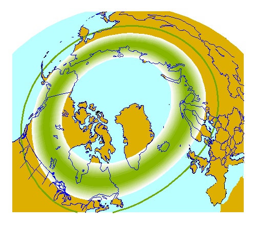 Mapa świata pokazująca aktywność zorzy polarnej. Dziś 26. września, jej aktywność zgodnie z prognozą na stronie www.gi.alaska.edu będzie bardzo duża