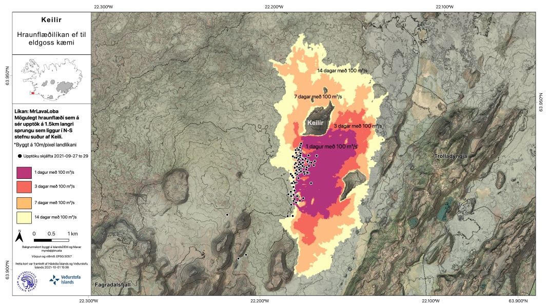 Seismische Aktivität in den Gebieten Keilir und Askji