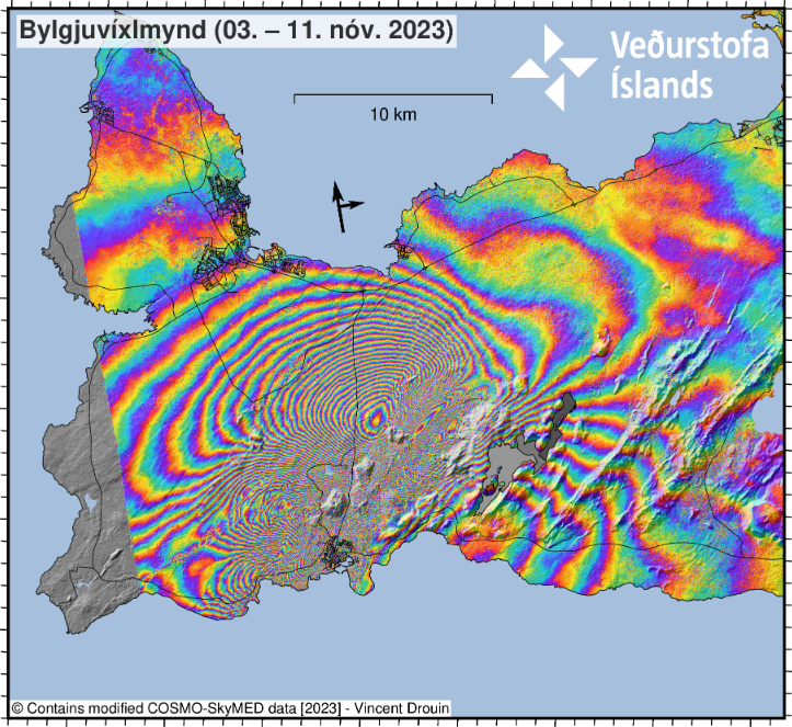 El socavón de Grindavík visible en fotografías de satélite